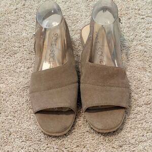 Sole Society Dolven Taupe Suede‎ Espadrille Slingback Sandals Womens 8.5
